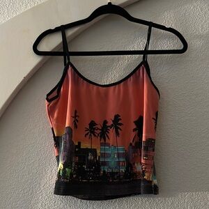Y2K style crop Sunset Cityscape Cami Top size large